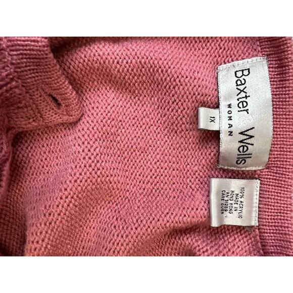 Baxter Wells Womens Pink Cable Knit Button Cardigan Sweater With Pockets 1X - Picture 4 of 6
